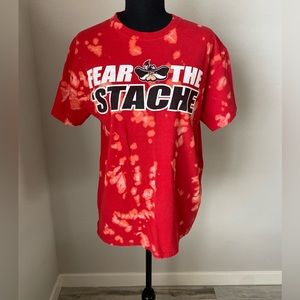 Custom Reverse Bleach " Fear the 'Stache" T-shirt Size Medium